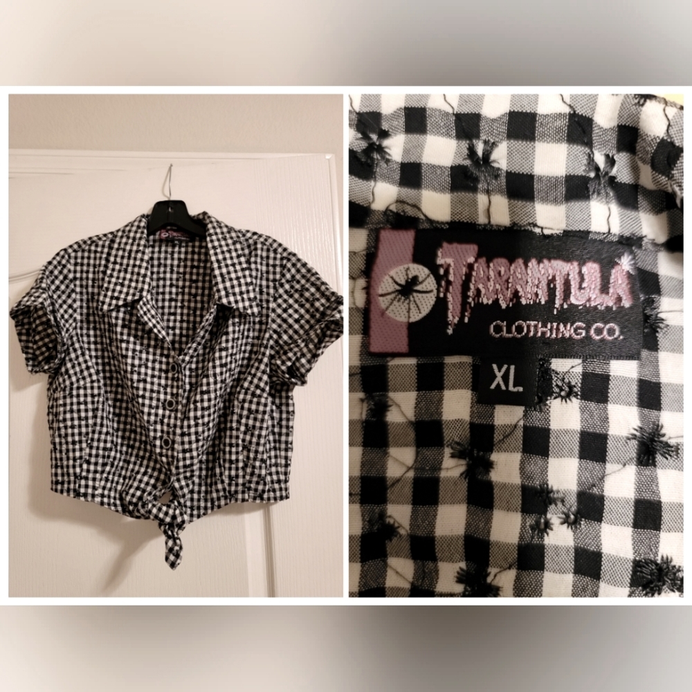 Crop gingham blouse